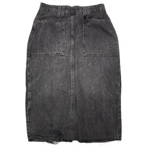We The Free Free People Womens Size 2 Distressed‎ Denim Midi Skirt Raw Hem NEW